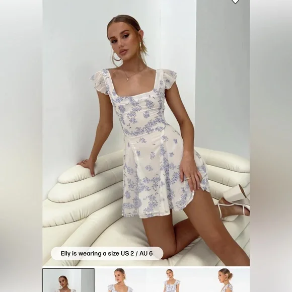 Princess Polly | Dresses | Princess Polly Dream Away Mini Dress Blue 2 Nwot  | Poshmark